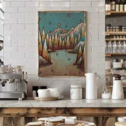 Winter Of Gold And Blue - Stretched Canvas, Poster Or Fine Art Print(Winter Of Gold And Blue Stretched Canvas Poster Or Fine Art Print) -Heart Wall Art Store pictufy interior barista white 2745484