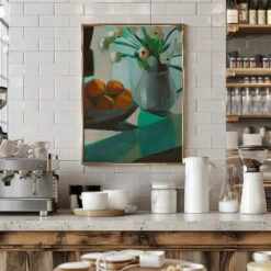 Oranges And White Ranunculus - Stretched Canvas, Poster Or Fine Art Print(Oranges And White Ranunculus Stretched Canvas Poster Or Fine Art Print) -Heart Wall Art Store pictufy interior barista white 2787378