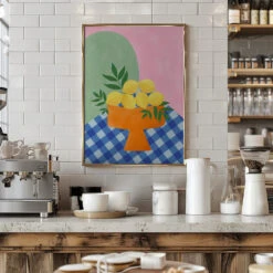 Yellow Lemons With Green Leaves - Stretched Canvas, Poster Or Fine Art Print(Yellow Lemons With Green Leaves Stretched Canvas Poster Or Fine Art Print) -Heart Wall Art Store pictufy interior barista white 2787943