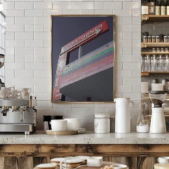 Las Vegas Pink Gas Station - Stretched Canvas, Poster Or Fine Art Print(Las Vegas Pink Gas Station Stretched Canvas Poster Or Fine Art Print) -Heart Wall Art Store pictufy interior barista white 2817196