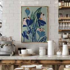 Florals At Night – Modern Illustration Light - Stretched Canvas, Poster Or Fine Art Print(Florals At Night Modern Illustration Light Stretched Canvas Poster Or Fine Art Print) -Heart Wall Art Store pictufy interior barista white 2860371