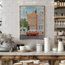 Notting Hill Vibes - Stretched Canvas, Poster Or Fine Art Print(Notting Hill Vibes Stretched Canvas Poster Or Fine Art Print) -Heart Wall Art Store pictufy interior barista white 2893339