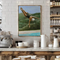 Diver Above River - Stretched Canvas, Poster Or Fine Art Print(Diver Above River Stretched Canvas Poster Or Fine Art Print) -Heart Wall Art Store pictufy interior barista white 2912052