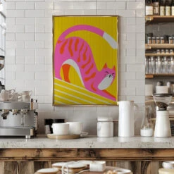 Snoozing Whiskers, Bright Adorable Cat - Stretched Canvas, Poster Or Fine Art Print(Snoozing Whiskers Bright Adorable Cat Stretched Canvas Poster Or Fine Art Print) -Heart Wall Art Store pictufy interior barista white 2935132