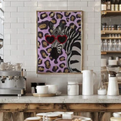 Leopard Print Zebra Pink - Stretched Canvas, Poster Or Fine Art Print(Leopard Print Zebra Pink Stretched Canvas Poster Or Fine Art Print) -Heart Wall Art Store pictufy interior barista white 2956650