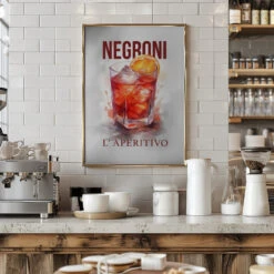 Negroni - Stretched Canvas, Poster Or Fine Art Print(Negroni Stretched Canvas Poster Or Fine Art Print) -Heart Wall Art Store pictufy interior barista white 2983336