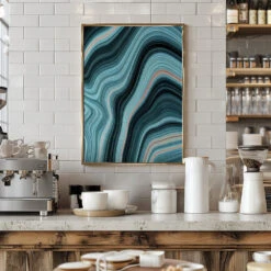 Aqua Drift - Stretched Canvas, Poster Or Fine Art Print(Aqua Drift Stretched Canvas Poster Or Fine Art Print) -Heart Wall Art Store pictufy interior barista white 2984310