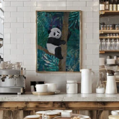 Jungle Panda - Stretched Canvas, Poster Or Fine Art Print(Jungle Panda Stretched Canvas Poster Or Fine Art Print) -Heart Wall Art Store pictufy interior barista white 3099310