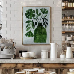 Abstract Green Floral - Stretched Canvas, Poster Or Fine Art Print(Abstract Green Floral Stretched Canvas Poster Or Fine Art Print 1) -Heart Wall Art Store pictufy interior barista white 3146557