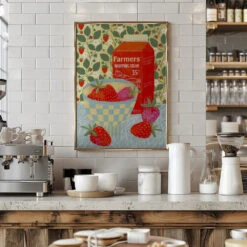 Strawberries In A Checkered Bowl - Stretched Canvas, Poster Or Fine Art Print(Strawberries In A Checkered Bowl Stretched Canvas Poster Or Fine Art Print) 18 Strawberries In A Checkered Bowl - Stretched Canvas, Poster Or Fine Art Print(Strawberries In A Checkered Bowl Stretched Canvas Poster Or Fine Art Print) -Heart Wall Art Store pictufy interior barista white 3167217