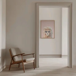 Cool Cat Lion - Stretched Canvas, Poster Or Fine Art Print(Cool Cat Lion Stretched Canvas Poster Or Fine Art Print) -Heart Wall Art Store pictufy interior beige armchair ratio 5x7 2410023