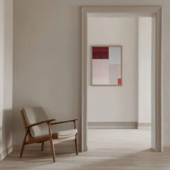 Crimson Hues Harmony - Stretched Canvas, Poster Or Fine Art Print(Crimson Hues Harmony Stretched Canvas Poster Or Fine Art Print) -Heart Wall Art Store pictufy interior beige armchair ratio 5x7 2552171