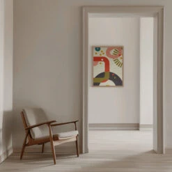 Mid Century Cirque 3 - Stretched Canvas, Poster Or Fine Art Print(Mid Century Cirque 3 Stretched Canvas Poster Or Fine Art Print) -Heart Wall Art Store pictufy interior beige armchair ratio 5x7 2552972