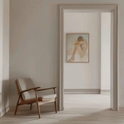 Woman In Bathroom - Stretched Canvas, Poster Or Fine Art Print(Woman In Bathroom Stretched Canvas Poster Or Fine Art Print) -Heart Wall Art Store pictufy interior beige armchair ratio 5x7 2793814