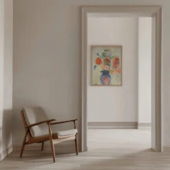 Large Vase With Flowers - Stretched Canvas, Poster Or Fine Art Print(Large Vase With Flowers Stretched Canvas Poster Or Fine Art Print) -Heart Wall Art Store pictufy interior beige armchair ratio 5x7 2835337