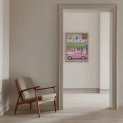 Pink Ride - Stretched Canvas, Poster Or Fine Art Print(Pink Ride Stretched Canvas Poster Or Fine Art Print) -Heart Wall Art Store pictufy interior beige armchair ratio 5x7 2890599