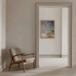 Serene Ocean View Under A Dramatic Sky - Stretched Canvas, Poster Or Fine Art Print(Serene Ocean View Under A Dramatic Sky Stretched Canvas Poster Or Fine Art Print) -Heart Wall Art Store pictufy interior beige armchair ratio 5x7 3079162