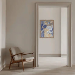 Modern BotanicalMustard & Cornflower - Stretched Canvas, Poster Or Fine Art Print(Modern Botanical Mustard Amp Cornflower Stretched Canvas Poster Or Fine Art Print) -Heart Wall Art Store pictufy interior beige armchair ratio 5x7 3164755