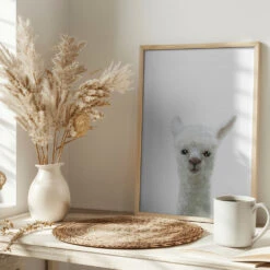 Llama - Stretched Canvas, Poster Or Fine Art Print(Llama Stretched Canvas Poster Or Fine Art Print) -Heart Wall Art Store pictufy interior bright scandi tea cup ratio 2x3 1982193