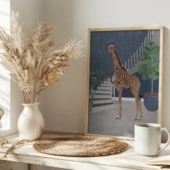 Giraffe By The Stairs - Stretched Canvas, Poster Or Fine Art Print(Giraffe By The Stairs Stretched Canvas Poster Or Fine Art Print) 16 Giraffe By The Stairs - Stretched Canvas, Poster Or Fine Art Print(Giraffe By The Stairs Stretched Canvas Poster Or Fine Art Print) -Heart Wall Art Store pictufy interior bright scandi tea cup ratio 2x3 2410024