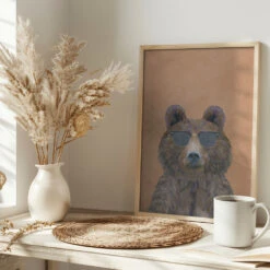 Cool Bear Portrait - Stretched Canvas, Poster Or Fine Art Print(Cool Bear Portrait Stretched Canvas Poster Or Fine Art Print) -Heart Wall Art Store pictufy interior bright scandi tea cup ratio 2x3 2425740