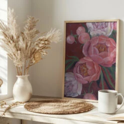 Nevaeh Peonies - Stretched Canvas, Poster Or Fine Art Print(Nevaeh Peonies Stretched Canvas Poster Or Fine Art Print) -Heart Wall Art Store pictufy interior bright scandi tea cup ratio 2x3 2428550