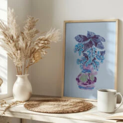 Blooming Vase In Blue - Stretched Canvas, Poster Or Fine Art Print(Blooming Vase In Blue Stretched Canvas Poster Or Fine Art Print) -Heart Wall Art Store pictufy interior bright scandi tea cup ratio 2x3 2454665
