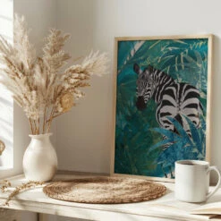 Zebra In The Jungle 1 - Stretched Canvas, Poster Or Fine Art Print(Zebra In The Jungle 1 Stretched Canvas Poster Or Fine Art Print) -Heart Wall Art Store pictufy interior bright scandi tea cup ratio 2x3 2520660