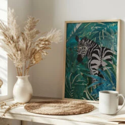 Zebra In The Jungle 2 - Stretched Canvas, Poster Or Fine Art Print(Zebra In The Jungle 2 Stretched Canvas Poster Or Fine Art Print) -Heart Wall Art Store pictufy interior bright scandi tea cup ratio 2x3 2520661