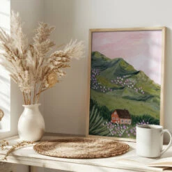 Mountain House By Sarah Gesek- Stretched Canvas, Poster Or Fine Art Print(Mountain House Stretched Canvas Poster Or Fine Art Print) -Heart Wall Art Store pictufy interior bright scandi tea cup ratio 2x3 2536256