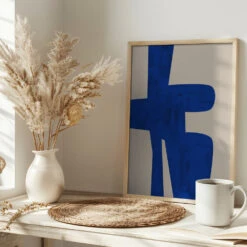 Blue Harmony Shape - Stretched Canvas, Poster Or Fine Art Print(Blue Harmony Shape Stretched Canvas Poster Or Fine Art Print) -Heart Wall Art Store pictufy interior bright scandi tea cup ratio 2x3 2551457