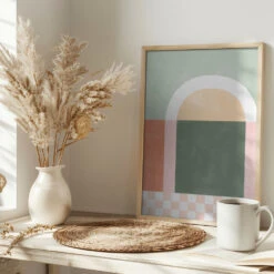 Geometric Composition With Pastel Colors - Stretched Canvas, Poster Or Fine Art Print(Geometric Composition With Pastel Colors Stretched Canvas Poster Or Fine Art Print) -Heart Wall Art Store pictufy interior bright scandi tea cup ratio 2x3 2552077