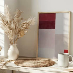 Crimson Hues Harmony - Stretched Canvas, Poster Or Fine Art Print(Crimson Hues Harmony Stretched Canvas Poster Or Fine Art Print) -Heart Wall Art Store pictufy interior bright scandi tea cup ratio 2x3 2552171