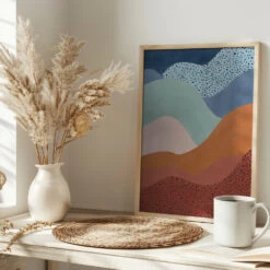 Colorful Wave Scape - Stretched Canvas, Poster Or Fine Art Print(Colorful Wave Scape Stretched Canvas Poster Or Fine Art Print) -Heart Wall Art Store pictufy interior bright scandi tea cup ratio 2x3 2552528