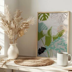 Leaves Line Boho3 Kopie - Stretched Canvas, Poster Or Fine Art Print(Leaves Line Boho3 Kopie Stretched Canvas Poster Or Fine Art Print) -Heart Wall Art Store pictufy interior bright scandi tea cup ratio 2x3 2552920