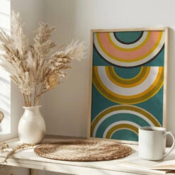 Rainbow Suns 5 Kopie - Stretched Canvas, Poster Or Fine Art Print(Rainbow Suns 5 Kopie Stretched Canvas Poster Or Fine Art Print) -Heart Wall Art Store pictufy interior bright scandi tea cup ratio 2x3 2553017