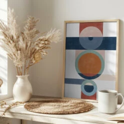 Geometric Shapes With Circles And Rectangles - Stretched Canvas, Poster Or Fine Art Print(Geometric Shapes With Circles And Rectangles Stretched Canvas Poster Or Fine Art Print) -Heart Wall Art Store pictufy interior bright scandi tea cup ratio 2x3 2553262