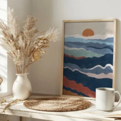 Abstract Landscape With Layered Waves - Stretched Canvas, Poster Or Fine Art Print(Abstract Landscape With Layered Waves Stretched Canvas Poster Or Fine Art Print) 16 Abstract Landscape With Layered Waves - Stretched Canvas, Poster Or Fine Art Print(Abstract Landscape With Layered Waves Stretched Canvas Poster Or Fine Art Print) -Heart Wall Art Store pictufy interior bright scandi tea cup ratio 2x3 2553298