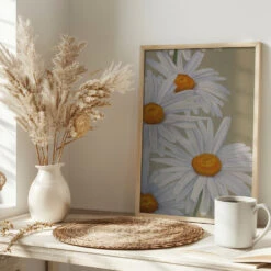 White Daisies - Stretched Canvas, Poster Or Fine Art Print(White Daisies Stretched Canvas Poster Or Fine Art Print) -Heart Wall Art Store pictufy interior bright scandi tea cup ratio 2x3 2575864