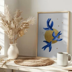 Blue Birds - Stretched Canvas, Poster Or Fine Art Print(Blue Birds Stretched Canvas Poster Or Fine Art Print) -Heart Wall Art Store pictufy interior bright scandi tea cup ratio 2x3 2593679