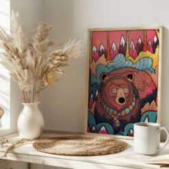 Winter Bear Forest - Stretched Canvas, Poster Or Fine Art Print(Winter Bear Forest Stretched Canvas Poster Or Fine Art Print) -Heart Wall Art Store pictufy interior bright scandi tea cup ratio 2x3 2745483