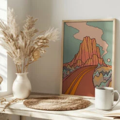 Road Past The Mountain - Stretched Canvas, Poster Or Fine Art Print(Road Past The Mountain Stretched Canvas Poster Or Fine Art Print) -Heart Wall Art Store pictufy interior bright scandi tea cup ratio 2x3 2769622