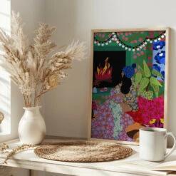 Rafaela Mascaro's Print Number 104 Relaxing In Front Of My Fireplace - Stretched Canvas, Poster Or Fine Art Print(9933x14043 Din 104 Relaxing In Front Of My Fireplace Stretched Canvas Poster Or Fine Art Print) -Heart Wall Art Store pictufy interior bright scandi tea cup ratio 2x3 2771918