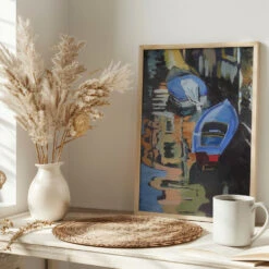 Boats On The Canal - Stretched Canvas, Poster Or Fine Art Print(Boats On The Canal Stretched Canvas Poster Or Fine Art Print) -Heart Wall Art Store pictufy interior bright scandi tea cup ratio 2x3 2786577