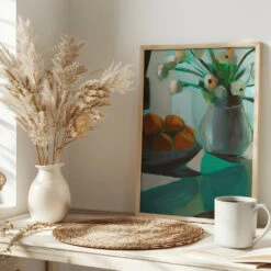 Oranges And White Ranunculus - Stretched Canvas, Poster Or Fine Art Print(Oranges And White Ranunculus Stretched Canvas Poster Or Fine Art Print) -Heart Wall Art Store pictufy interior bright scandi tea cup ratio 2x3 2787378