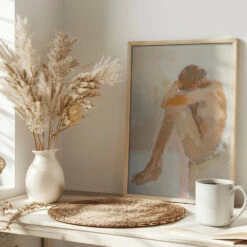 Woman In Bathroom - Stretched Canvas, Poster Or Fine Art Print(Woman In Bathroom Stretched Canvas Poster Or Fine Art Print) -Heart Wall Art Store pictufy interior bright scandi tea cup ratio 2x3 2793814