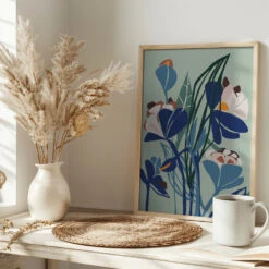 Florals At Night – Modern Illustration Light - Stretched Canvas, Poster Or Fine Art Print(Florals At Night Modern Illustration Light Stretched Canvas Poster Or Fine Art Print) -Heart Wall Art Store pictufy interior bright scandi tea cup ratio 2x3 2860371