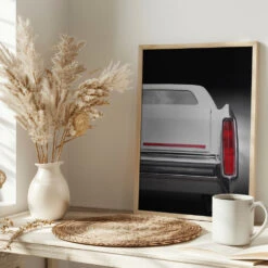 American Classic Car Brougham 1987 Rear - Stretched Canvas, Poster Or Fine Art Print(American Classic Car Brougham 1987 Rear Stretched Canvas Poster Or Fine Art Print) -Heart Wall Art Store pictufy interior bright scandi tea cup ratio 2x3 2860388