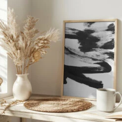 B+W Strokes 5 - Stretched Canvas, Poster Or Fine Art Print(B W Strokes 5 Stretched Canvas Poster Or Fine Art Print) -Heart Wall Art Store pictufy interior bright scandi tea cup ratio 2x3 2860821