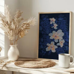 Orchids Shadow Blue Notes - Stretched Canvas, Poster Or Fine Art Print(Orchids Shadow Blue Notes Stretched Canvas Poster Or Fine Art Print) -Heart Wall Art Store pictufy interior bright scandi tea cup ratio 2x3 2867369